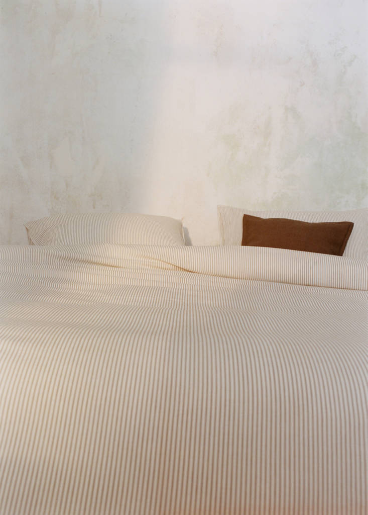 Seersucker cotton duvet cover with fine stripes for 180/200 cm bed — Coffee