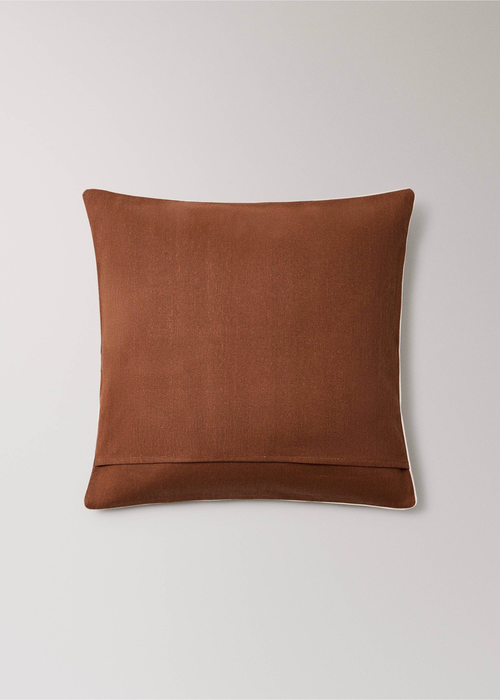 Cotton cushion cover with structure 60x60cm - Details of the article 4, Russet. Ref: 37031463-00.