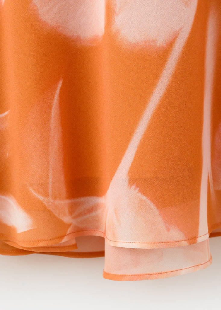 Metallic cut-out floral dress — Orange