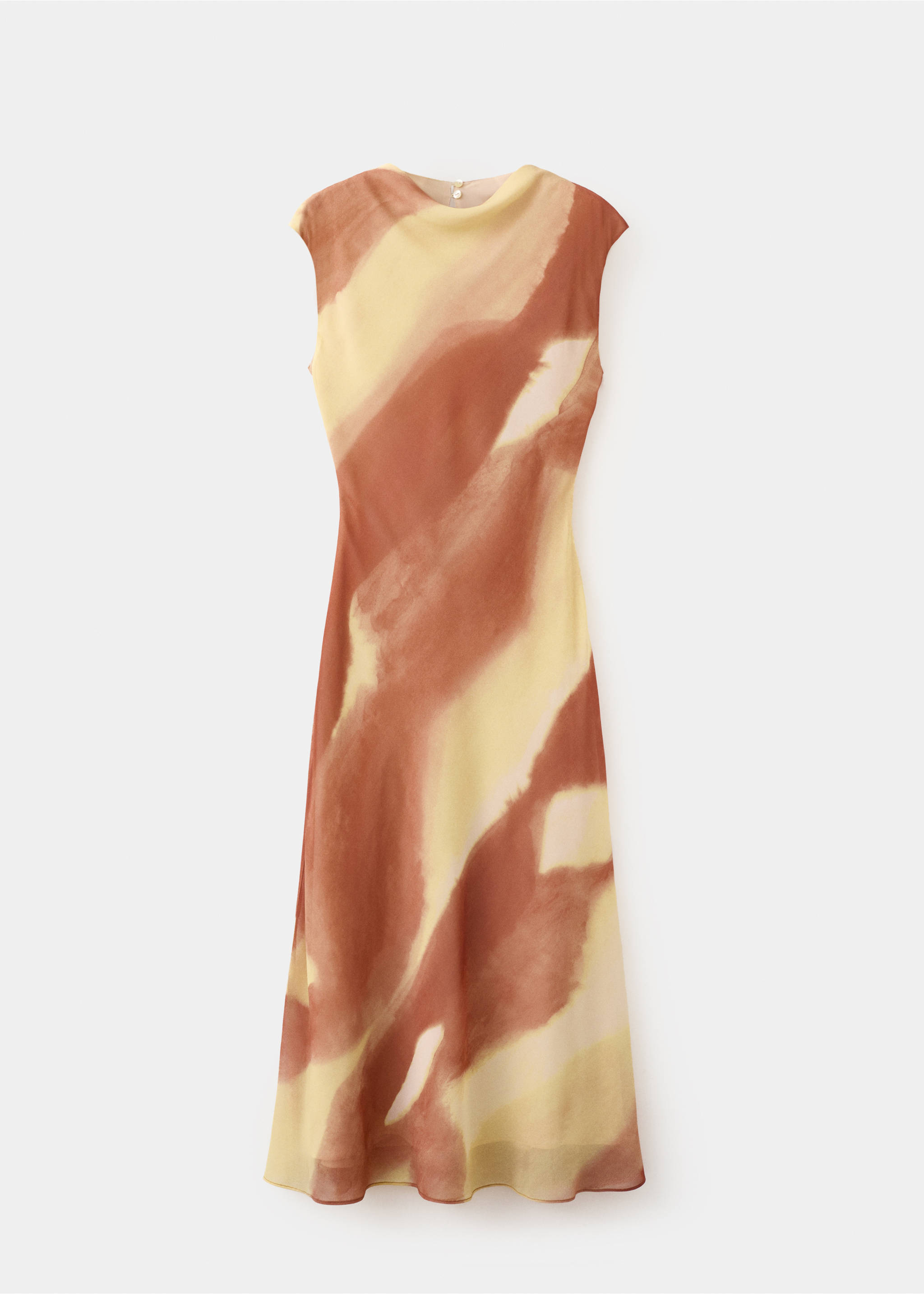A-line printed dress - Article without model, Pastel Yellow. Ref: 37031465-00.