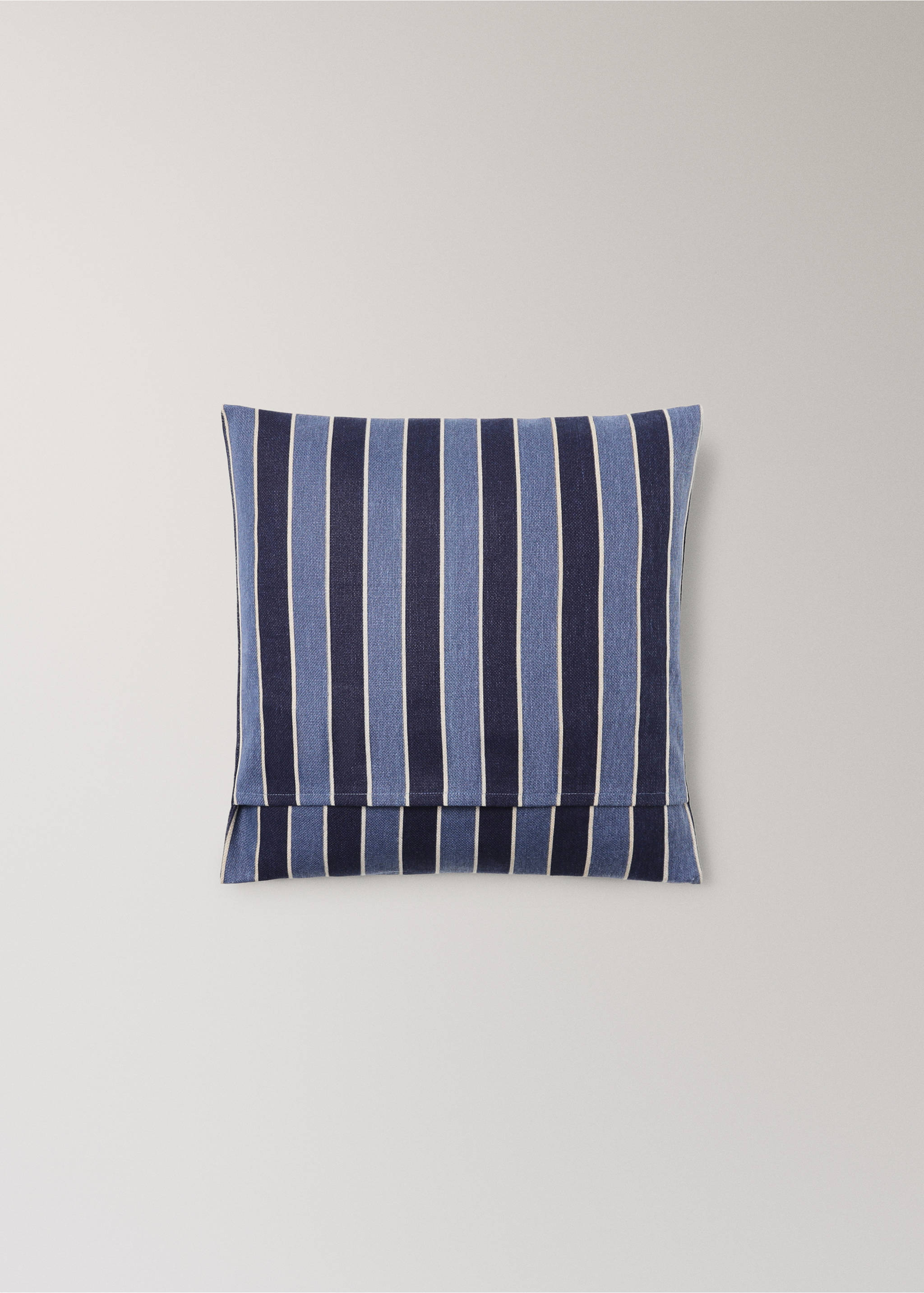 Housse de coussin en coton imprimé à rayures 45x45 cm - Détail de l'article 4, Bleu. Ref: 37031468-00.
