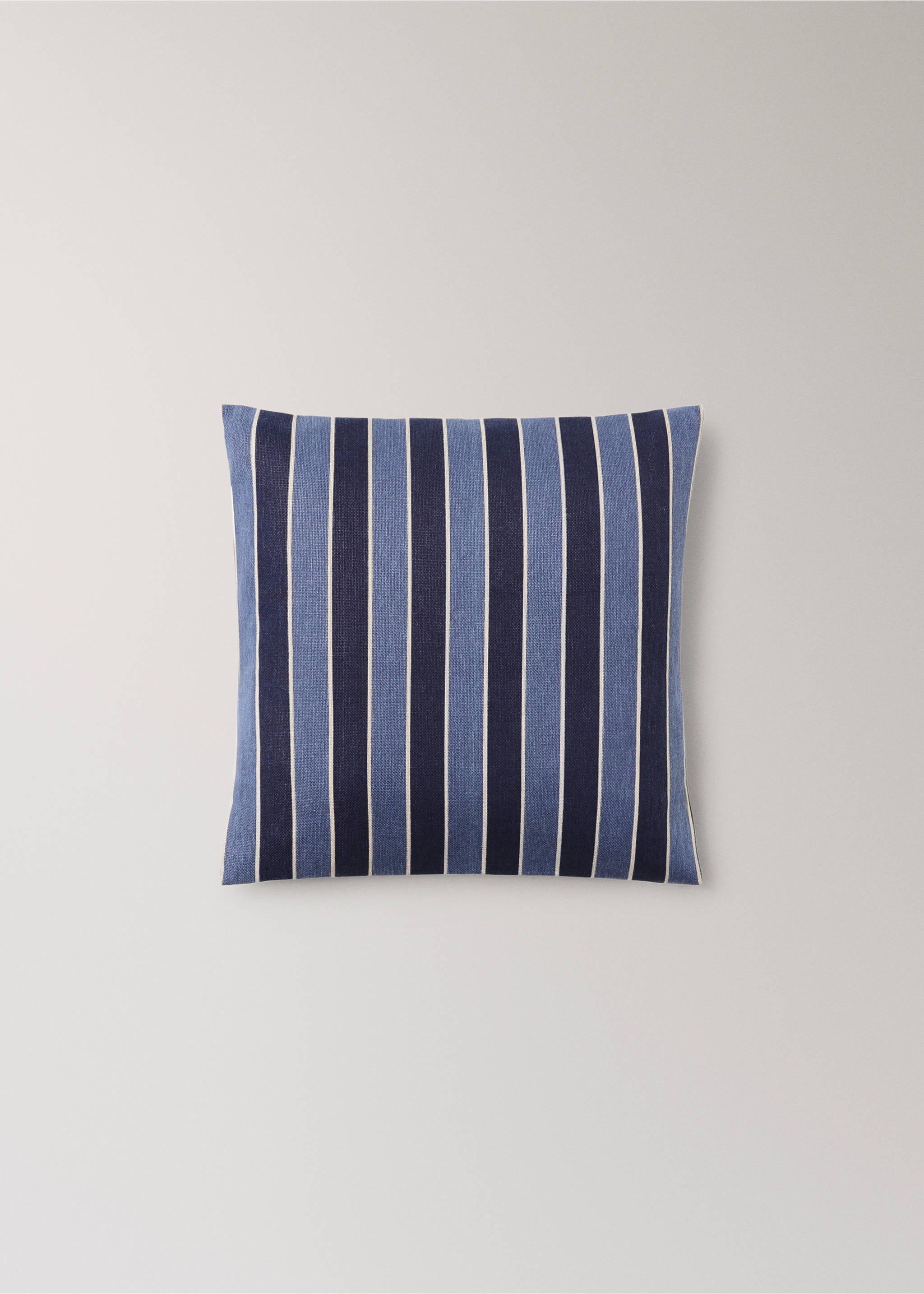 Housse de coussin en coton imprimé à rayures 45x45 cm - Article sans modèle, Bleu. Ref: 37031468-00.