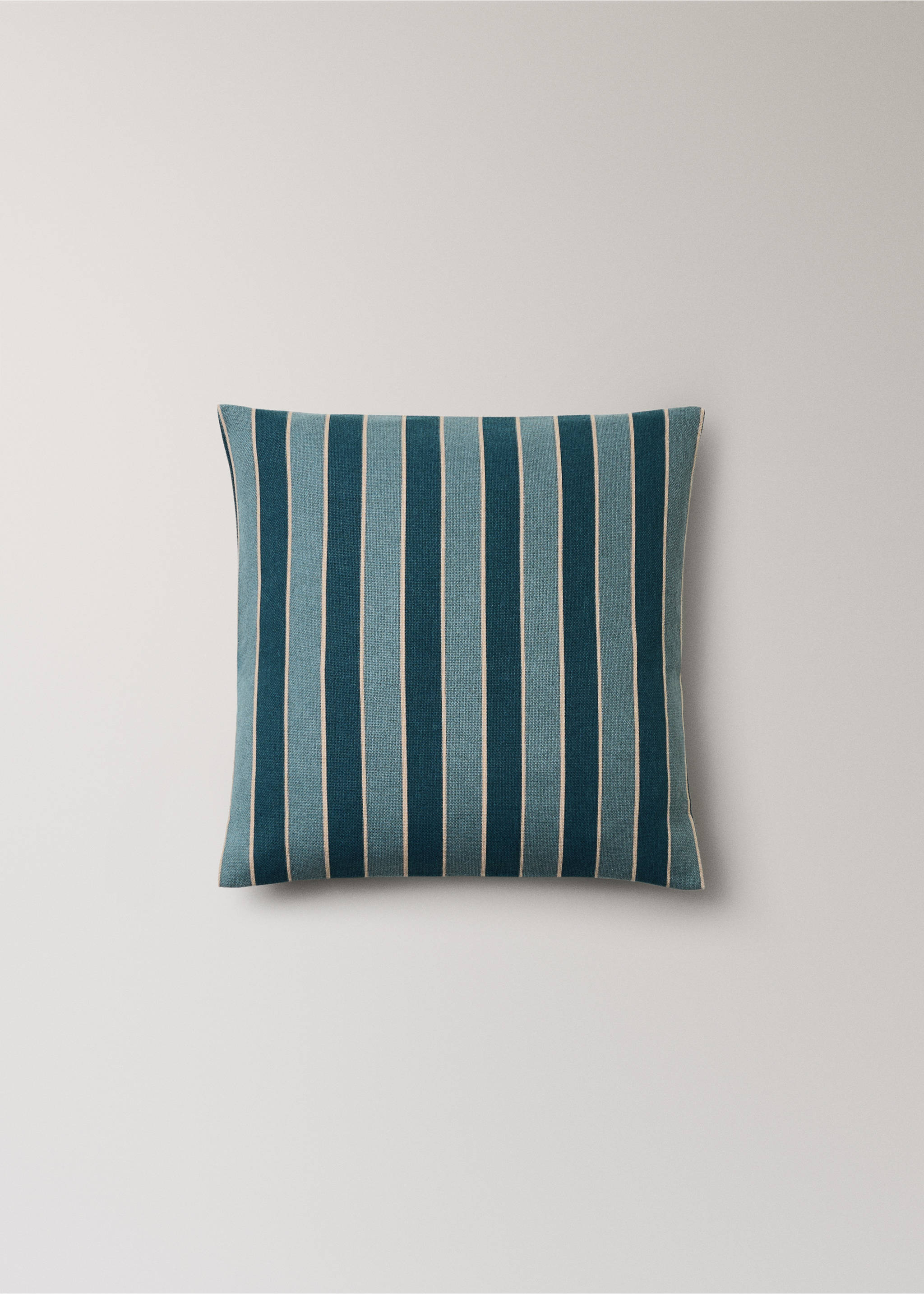 Cotton cushion cover with printed stripes 45x45 cm - Article without model, Petrol Blue. Ref: 37031468-00.