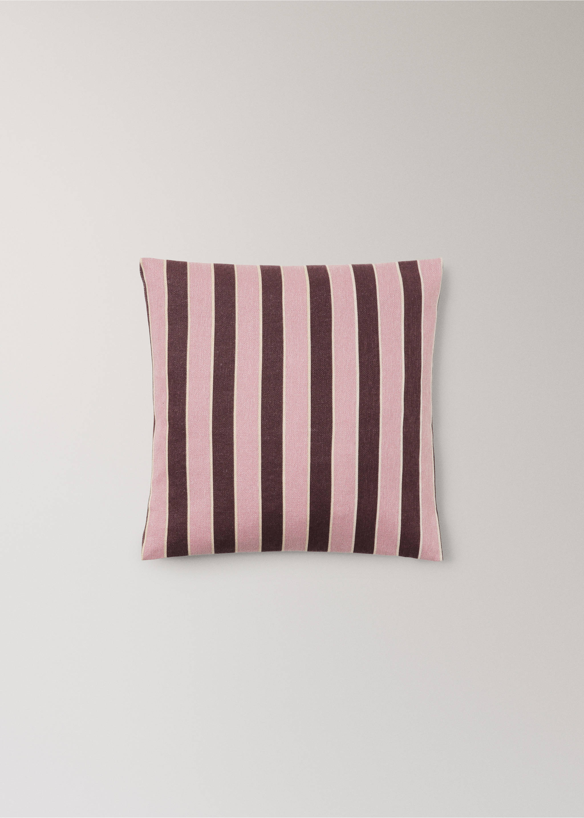 Cotton cushion cover with printed stripes 45x45 cm - Article without model, Dark Red. Ref: 37031468-00.