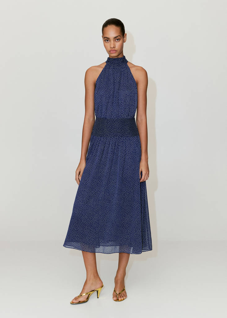 Halter polka dot dress — Blue