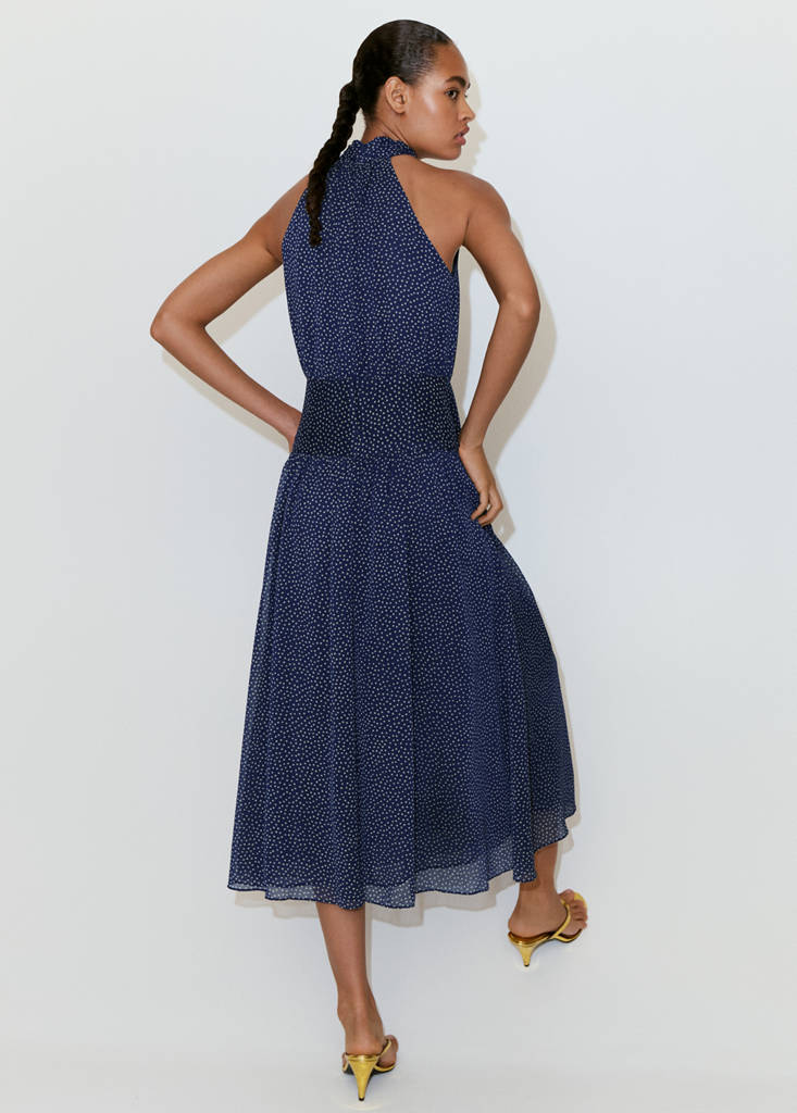 Halter polka dot dress — Blue