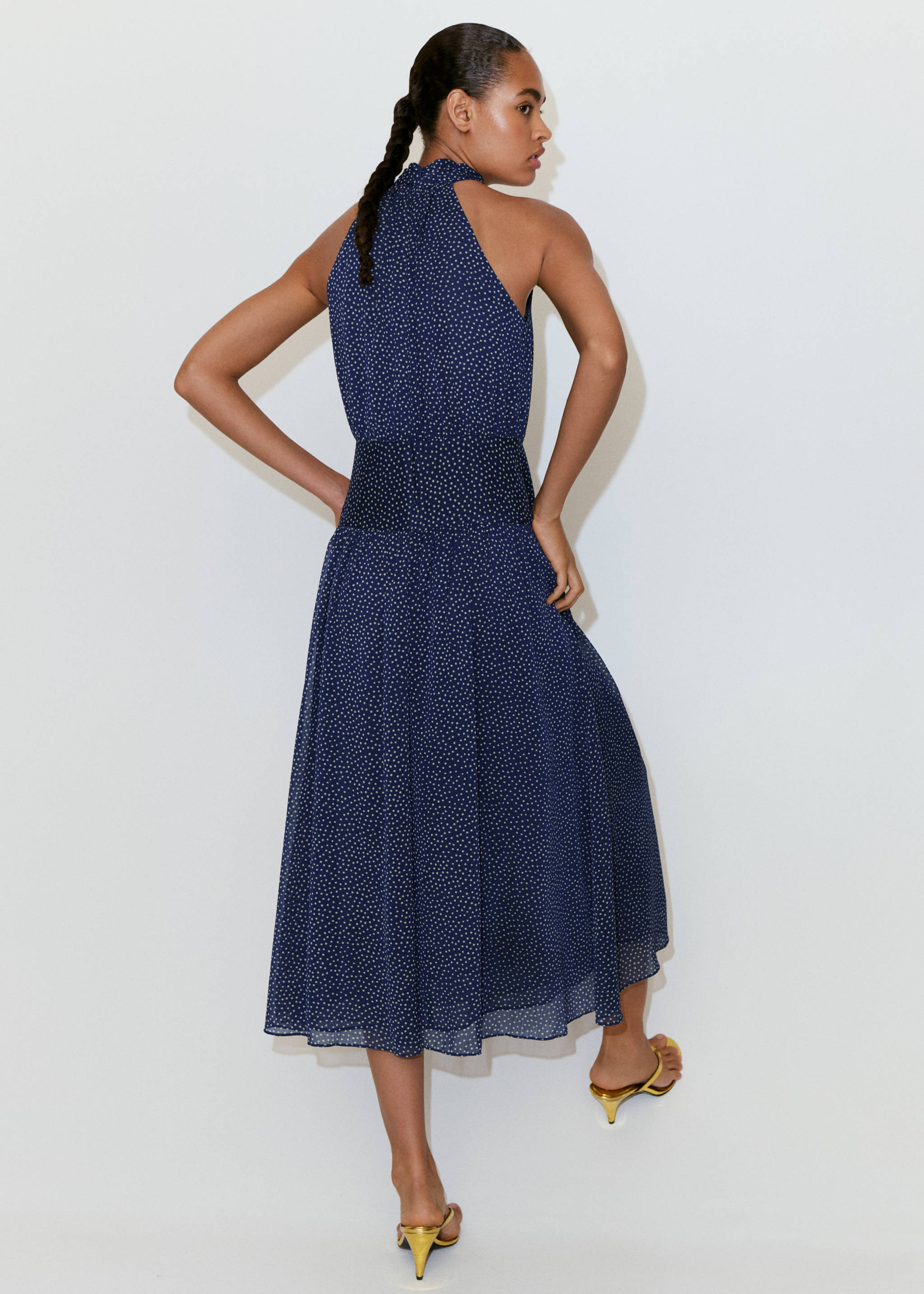 women mango dresses Printed dress with draped detail - Soft cotton blend fabric keeps you comfortable for hours Women's party dresses 2026 |
