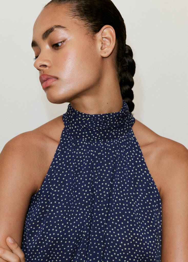Halter polka dot dress — Blue