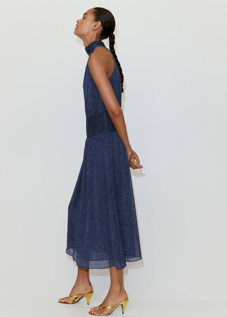 Halter polka dot dress — Blue