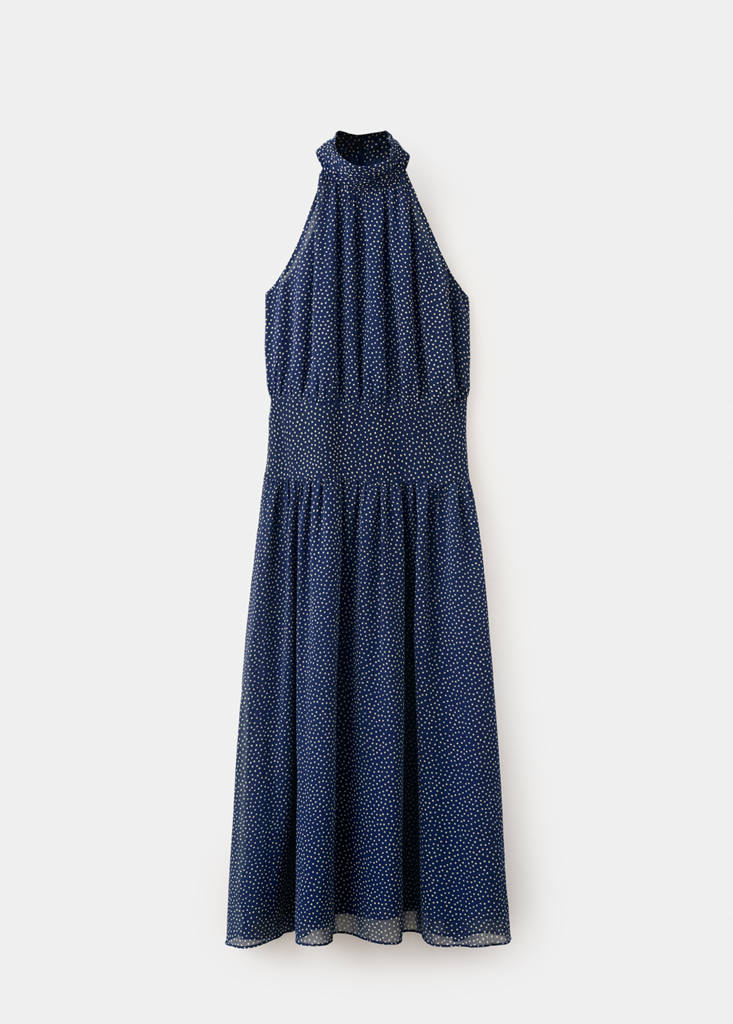 Halter polka dot dress — Blue