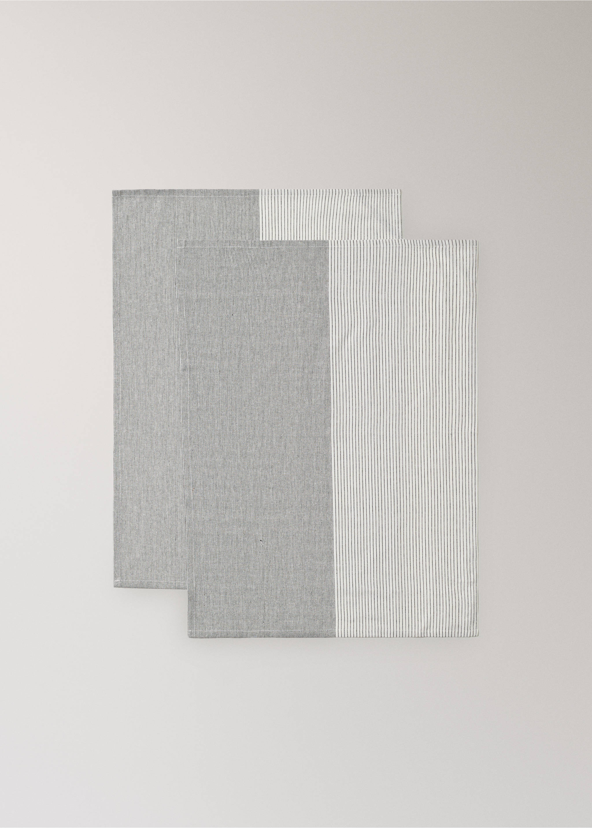 Striped cotton cloths - Details of the article 1, Grey. Ref: 37031474-00.