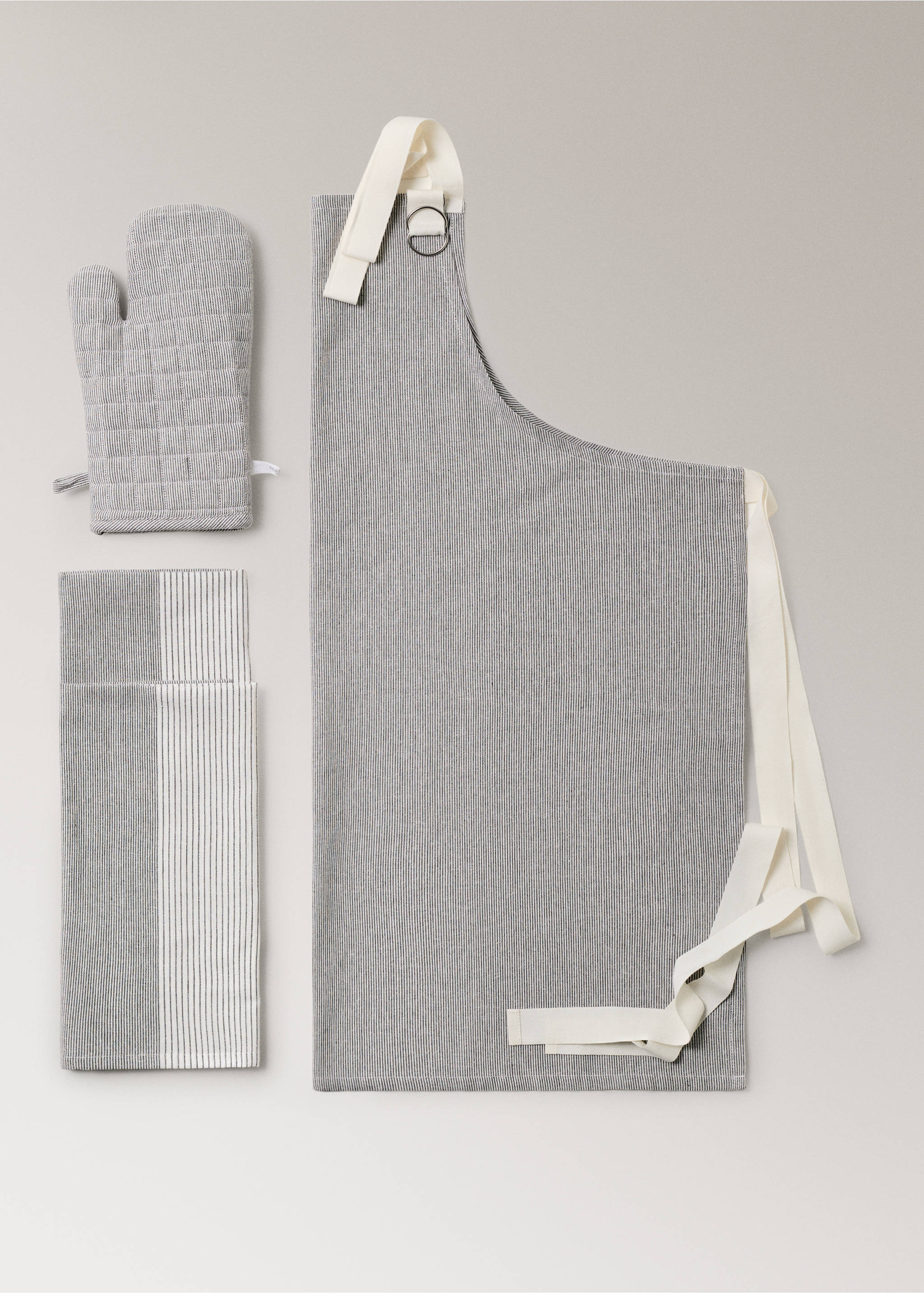 Striped cotton cloths - Details of the article 4, Grey. Ref: 37031474-00.