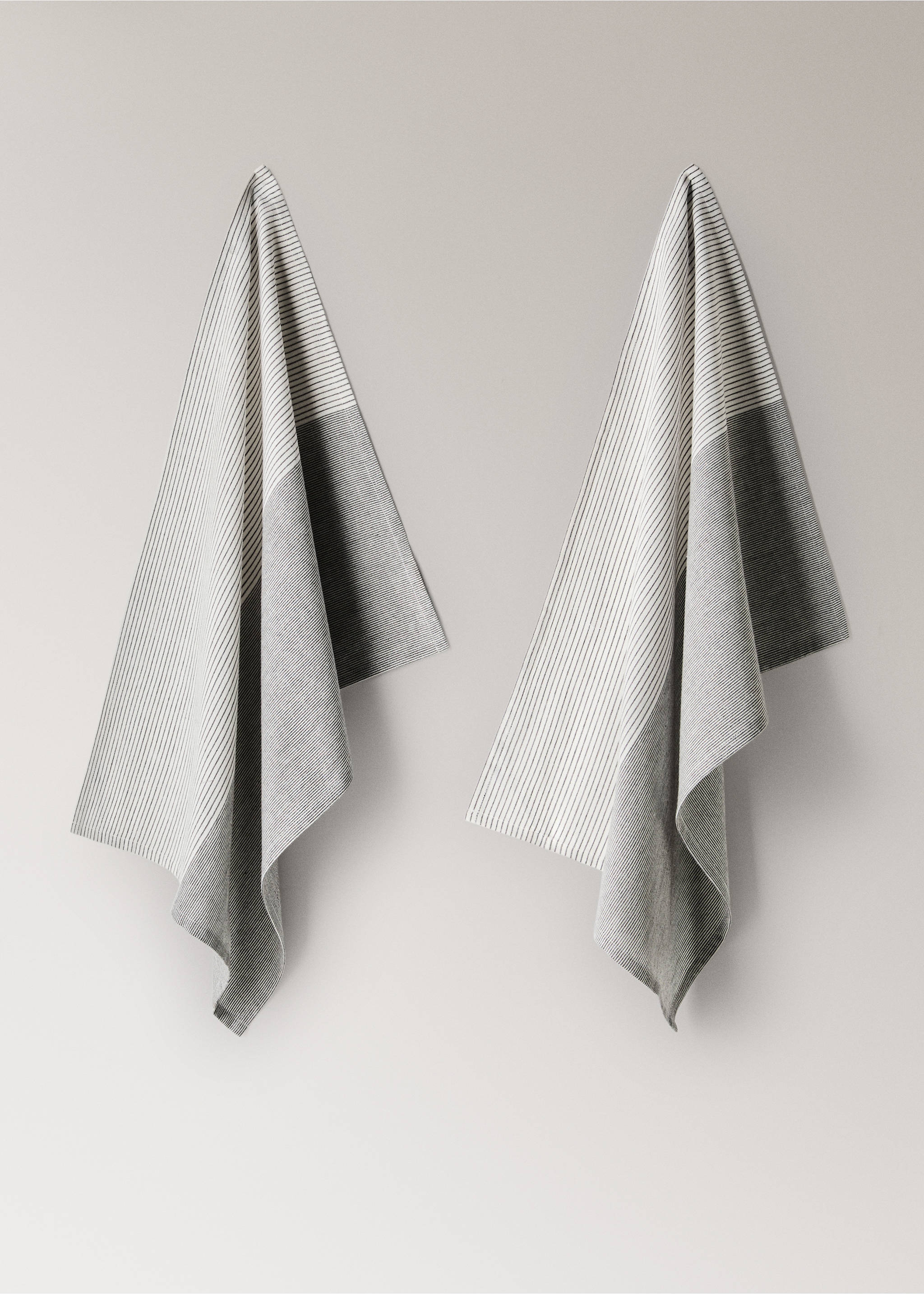 Striped cotton cloths - Article without model, Grey. Ref: 37031474-00.