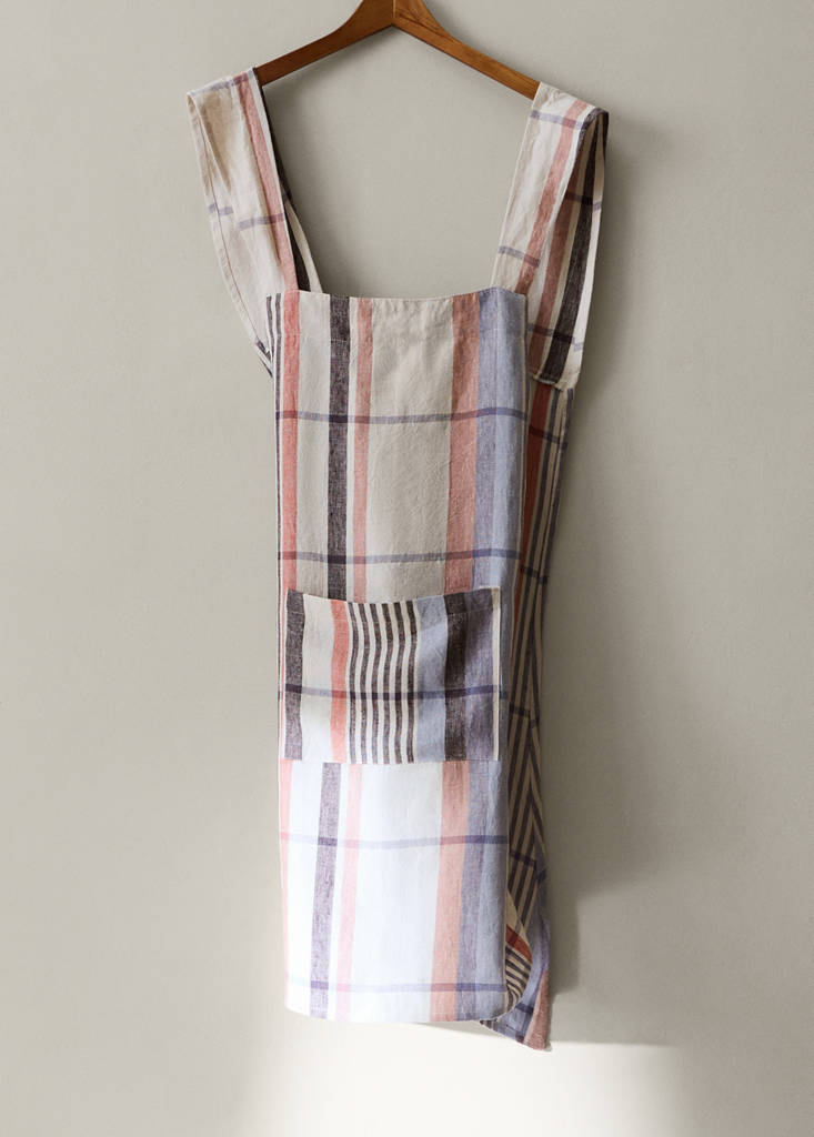 100% linen striped apron