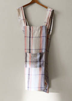 100% linen striped apron — Light/Pastel Grey 1