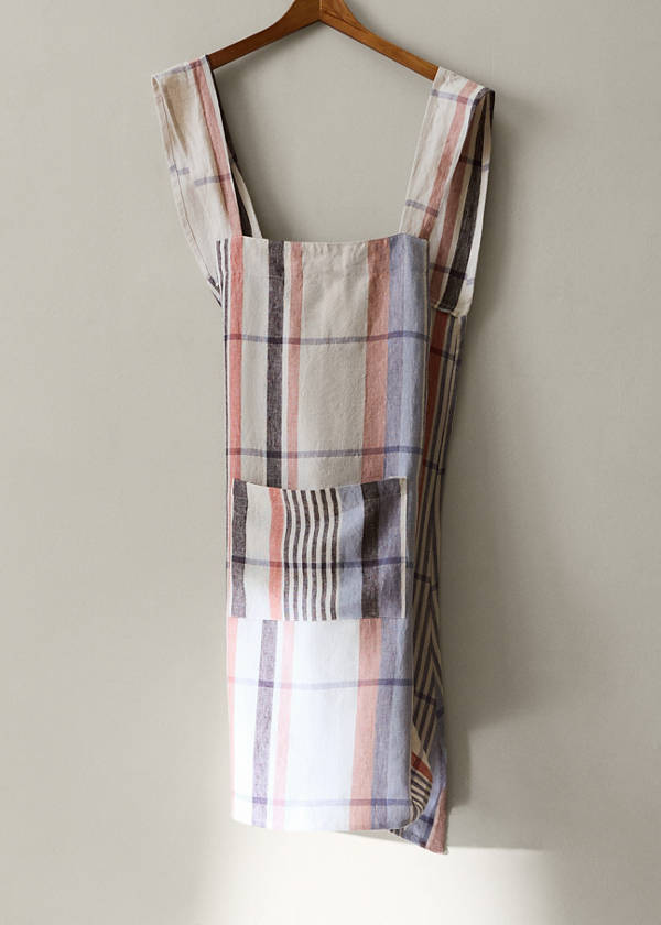 100% linen striped apron — Light/Pastel Grey