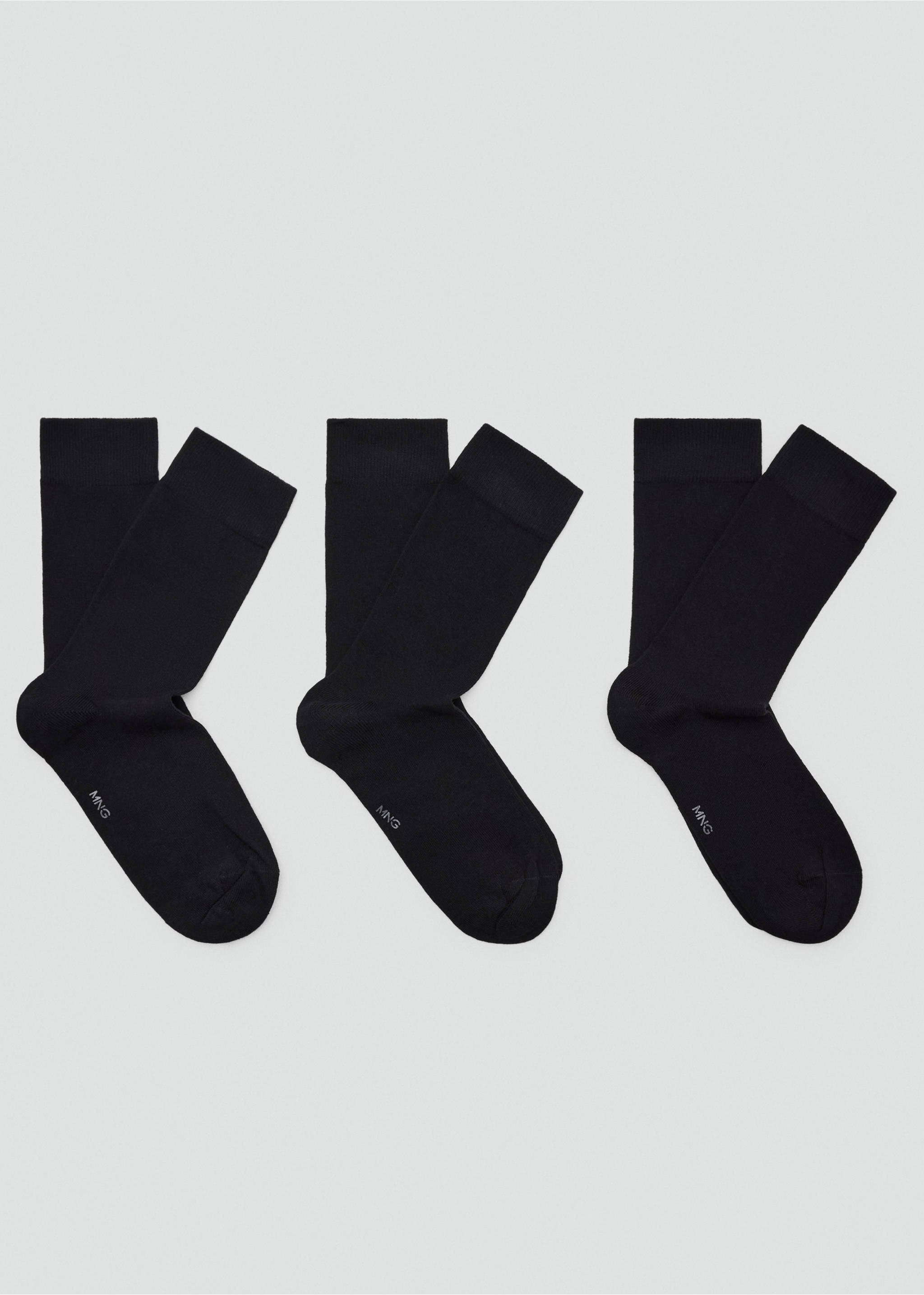 Lot 3 paires de chaussettes longues coton - Article sans modèle, Noir. Ref: 37031477-00.