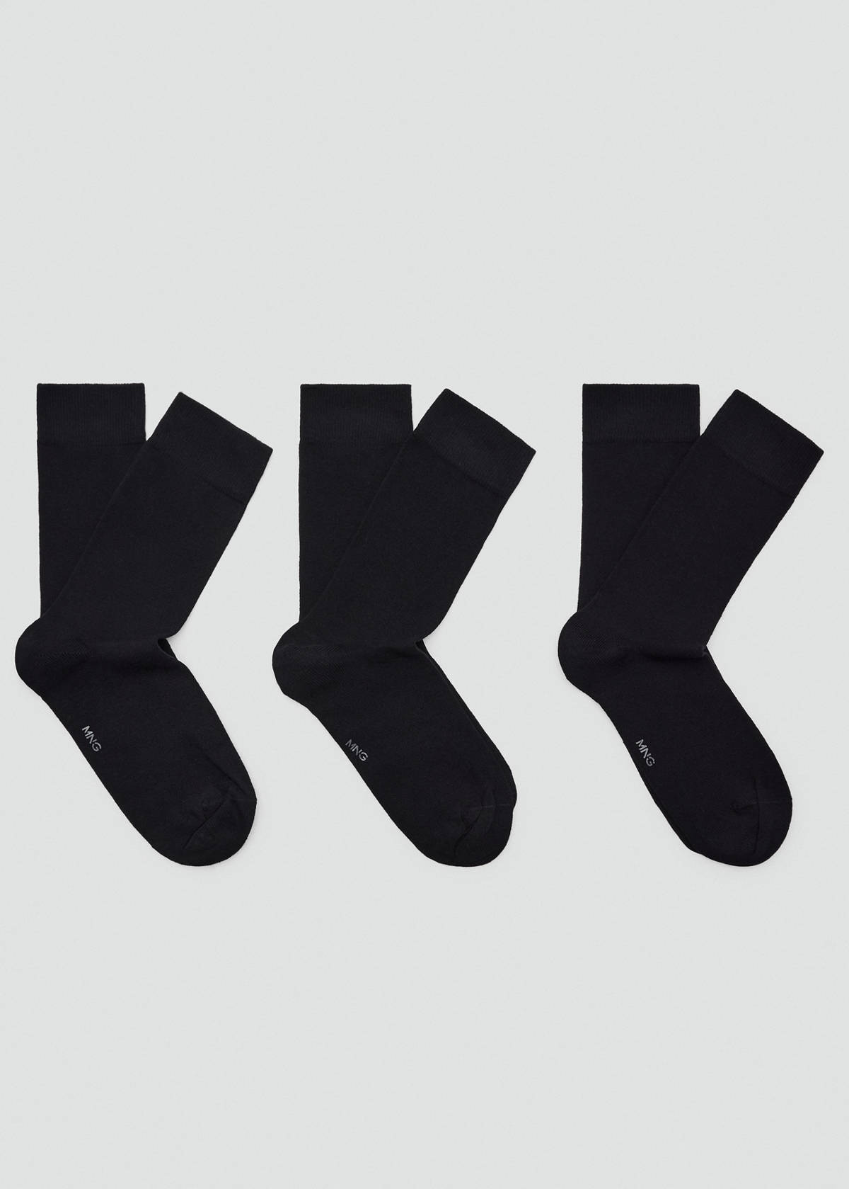 3-pack long cotton socks — Black