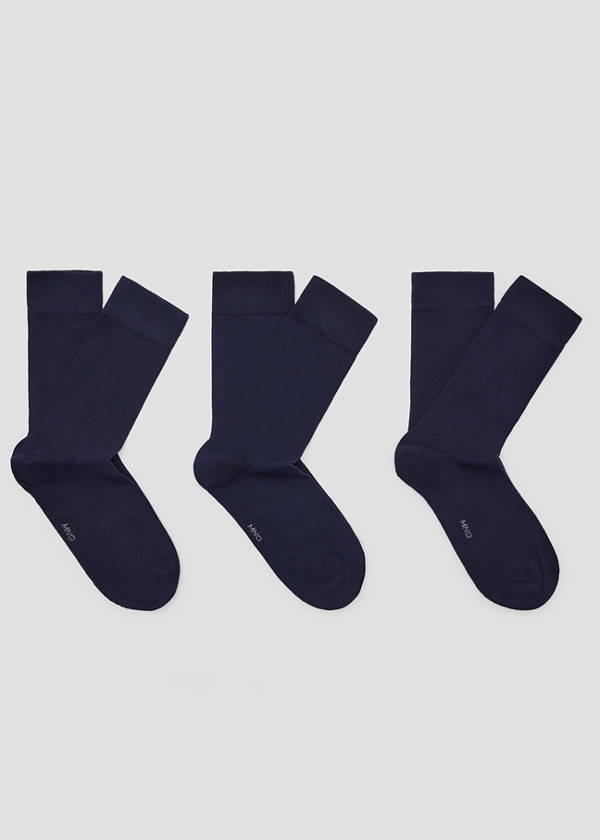 3-pack long cotton socks — Dark Navy