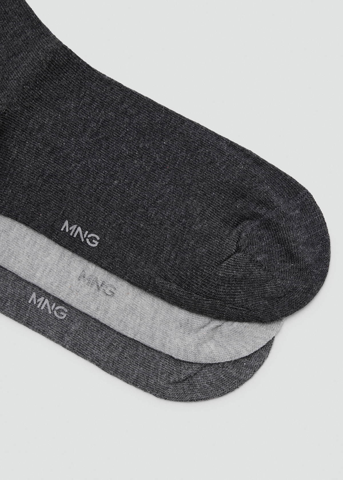 3-pack long cotton socks — Grey