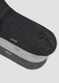 3-pack long cotton socks — Grey 3