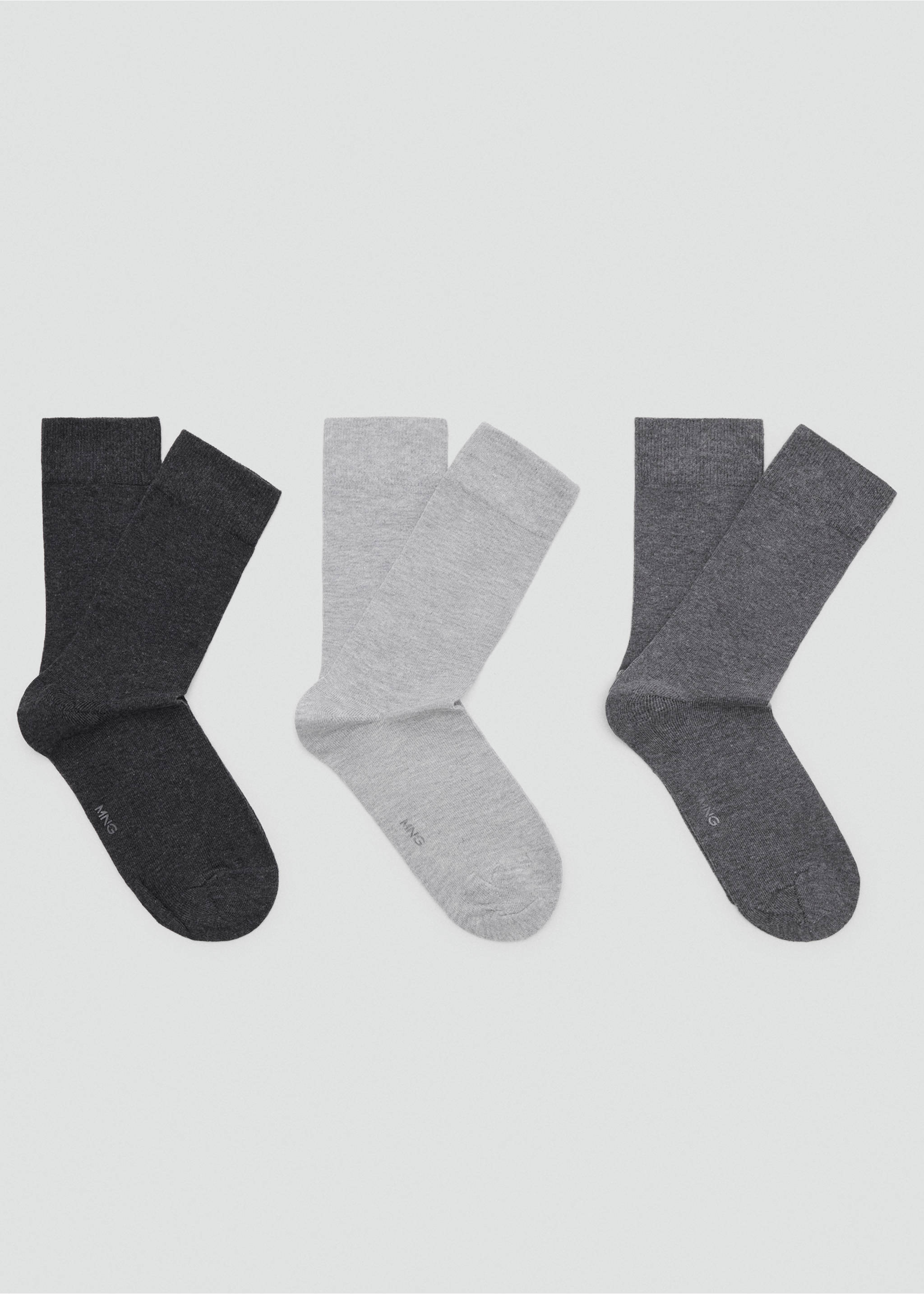 3-pack long cotton socks - Article without model, Grey. Ref: 37031479-00.