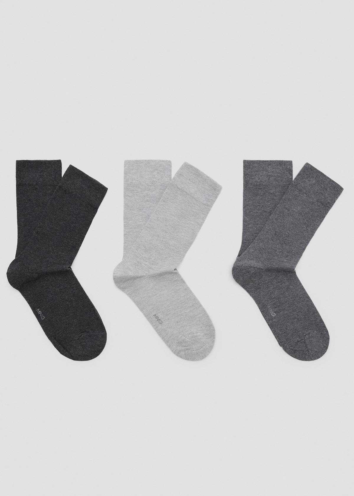 3-pack long cotton socks — Grey