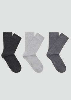 3-pack long cotton socks — Grey 1