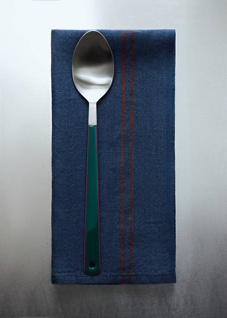 Linen striped kitchen towel — Indigo Blue