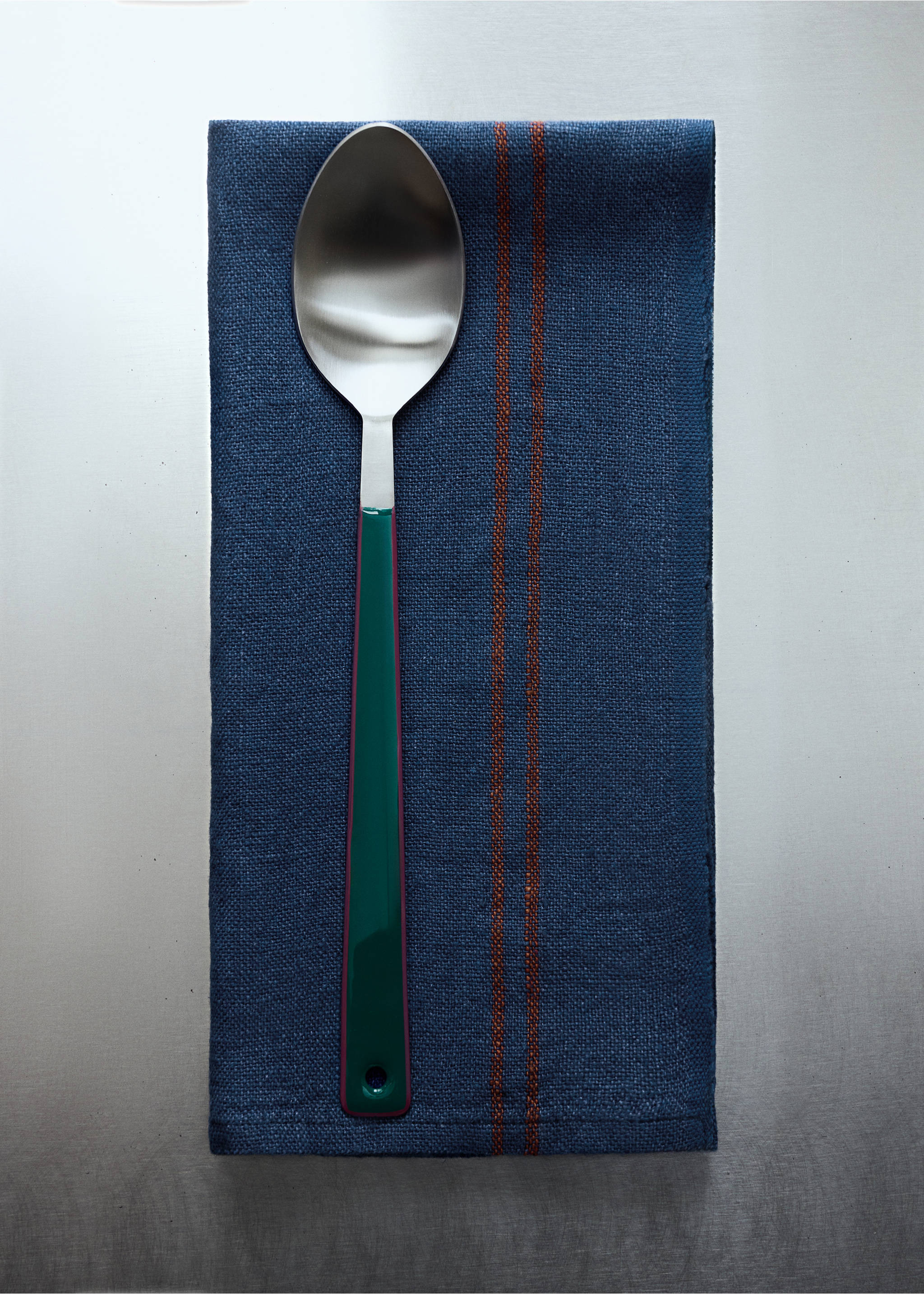 Linen striped kitchen towel - General plane, Indigo Blue. Ref: 37031480-00.