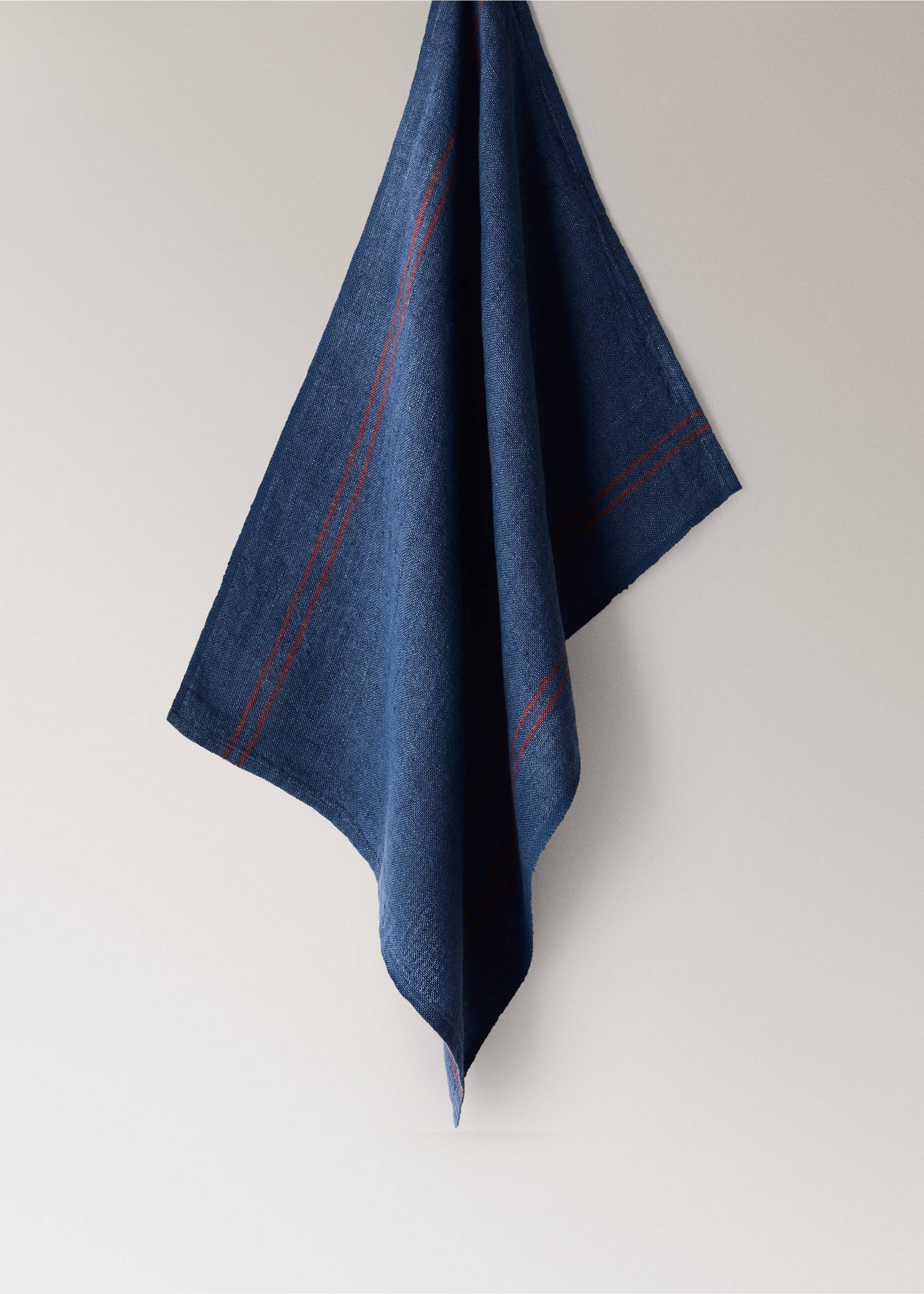 Linen striped kitchen towel - Article without model, Indigo Blue. Ref: 37031480-00.