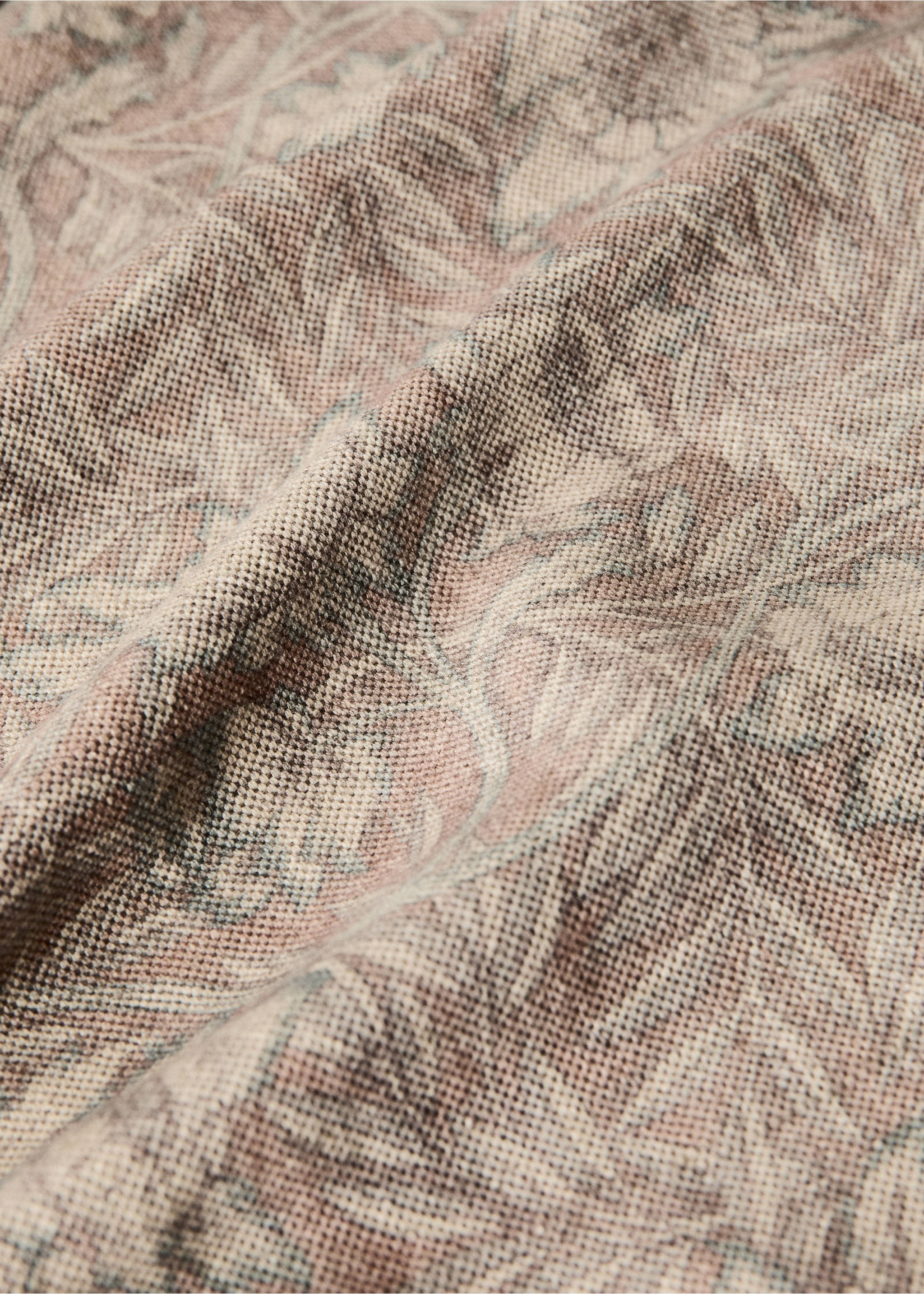 Cotton linen floral-print tablecloth for 6 to 8 diners - Details of the article 1, Pink. Ref: 37031483-00.