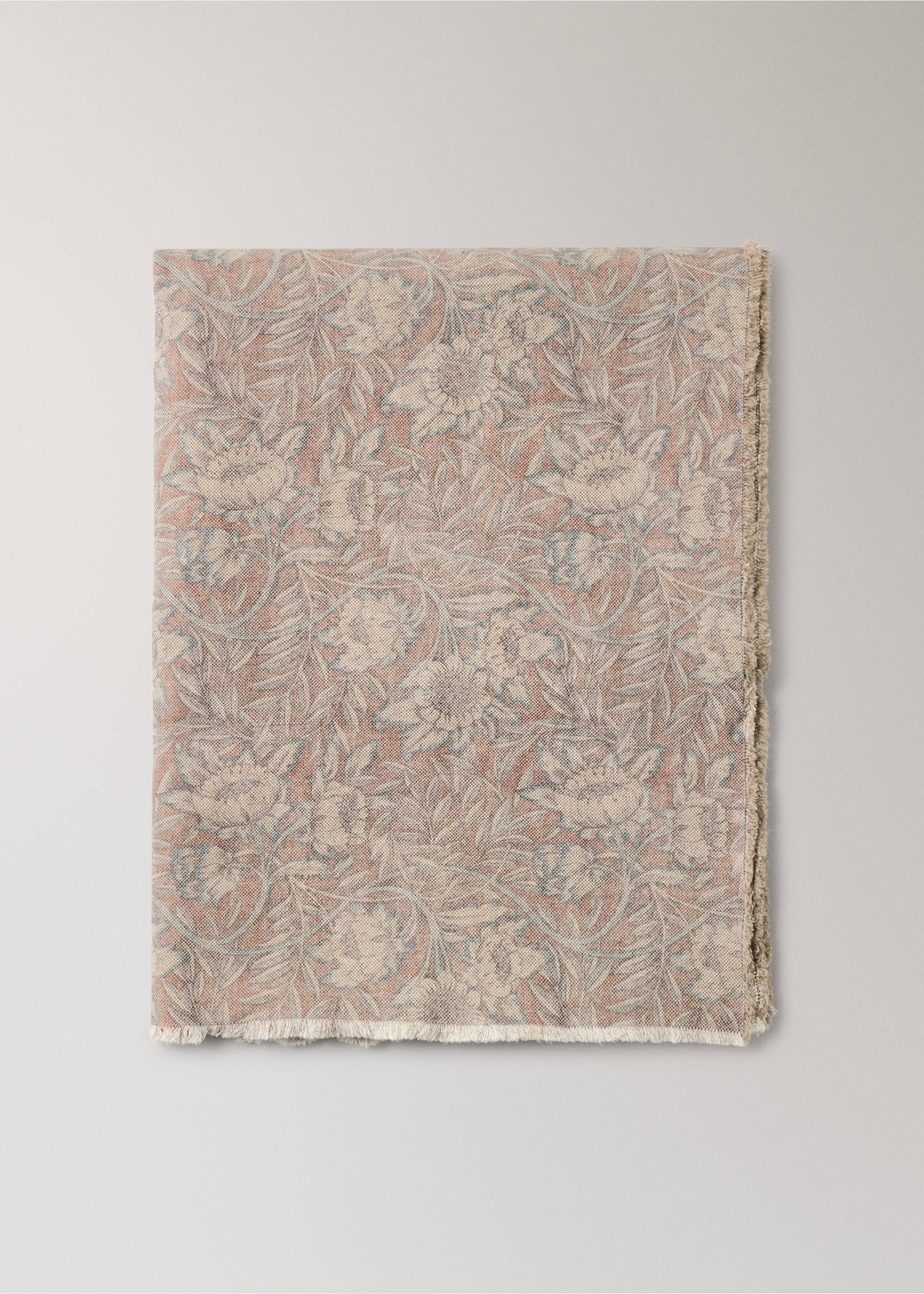 Cotton linen floral-print tablecloth for 6 to 8 diners - Article without model, Pink. Ref: 37031483-00.
