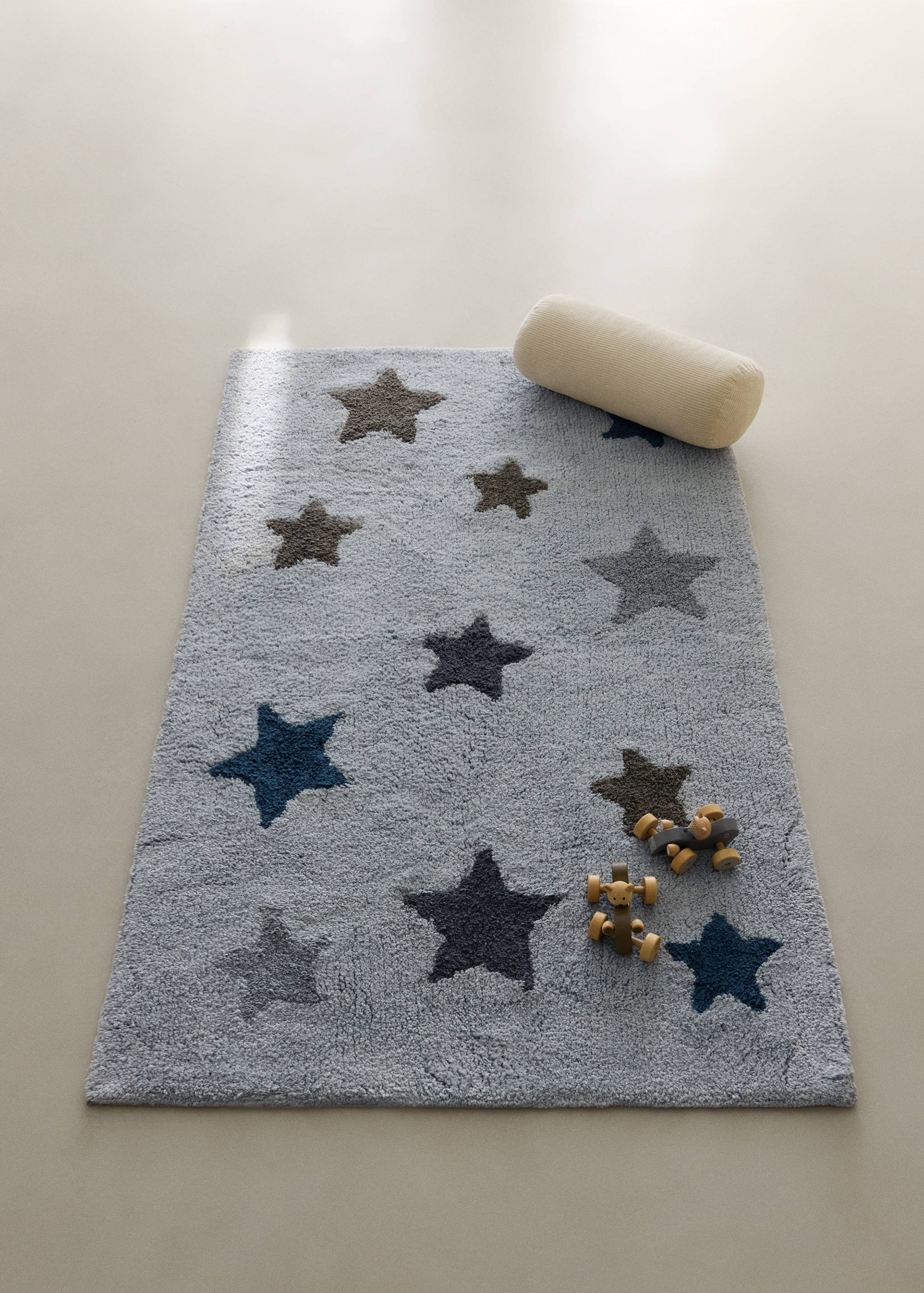 Children’s cotton rug with star print - General plane