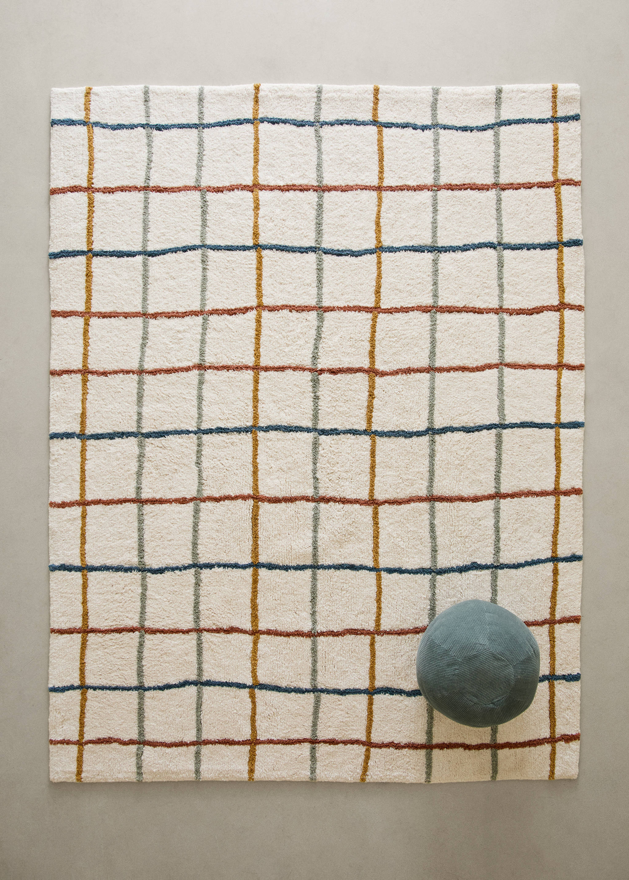 Multicoloured striped cotton rug - General plane