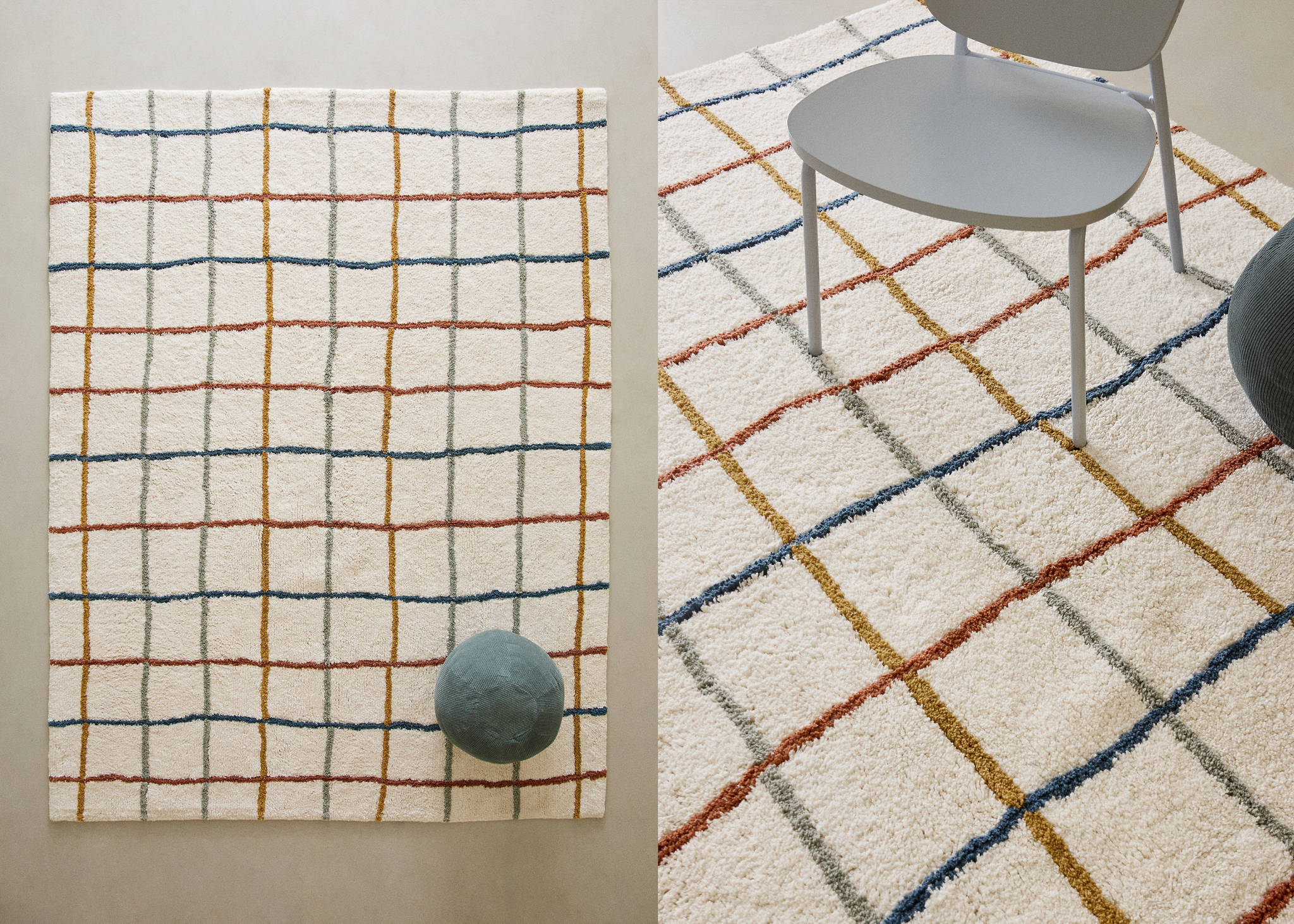 Multicoloured striped cotton rug - Panoramic plane