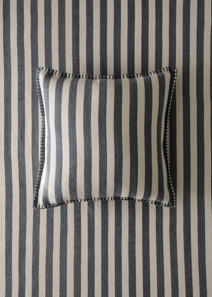 Striped cotton cushion cover 40x40 cm — Navy