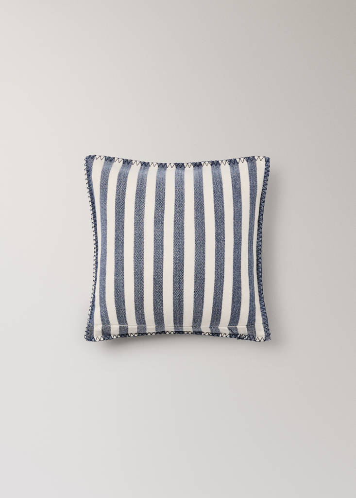 Striped cotton cushion cover 40x40 cm — Navy