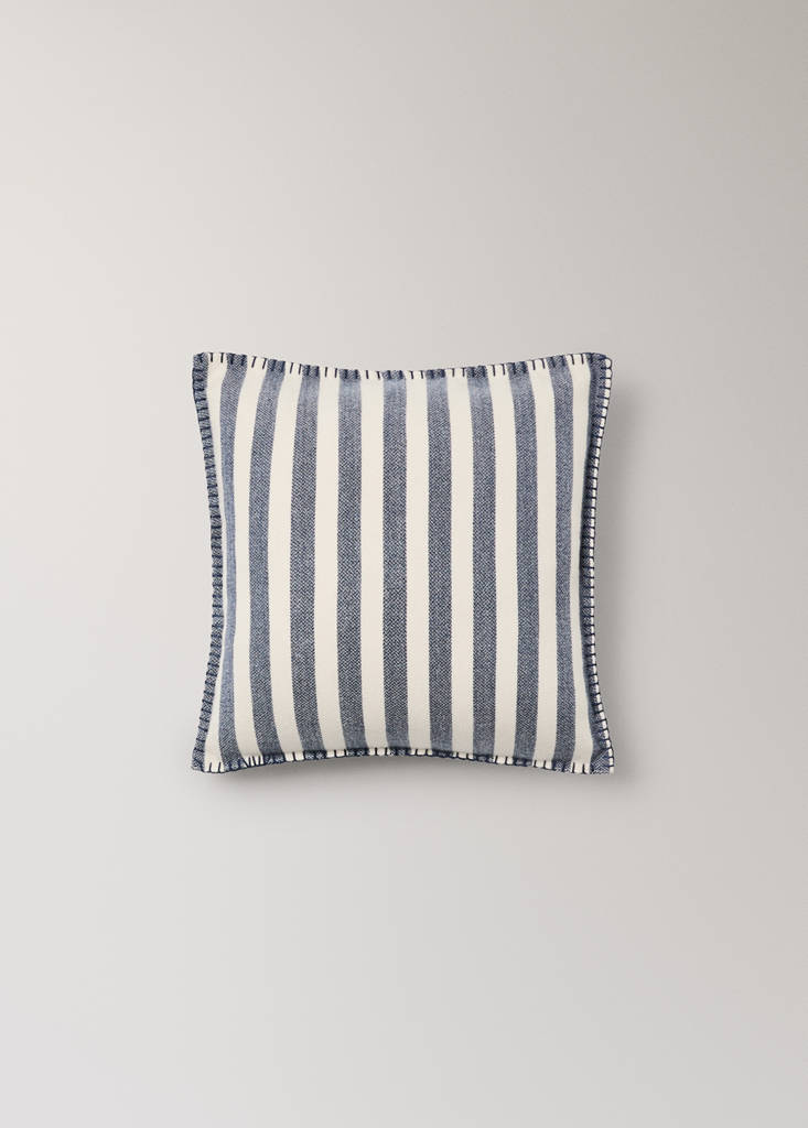 Striped cotton cushion cover 40x40 cm — Navy