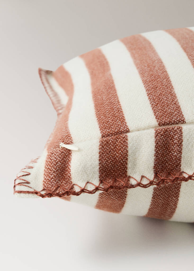 Striped cotton cushion cover 40x40 cm — Russet