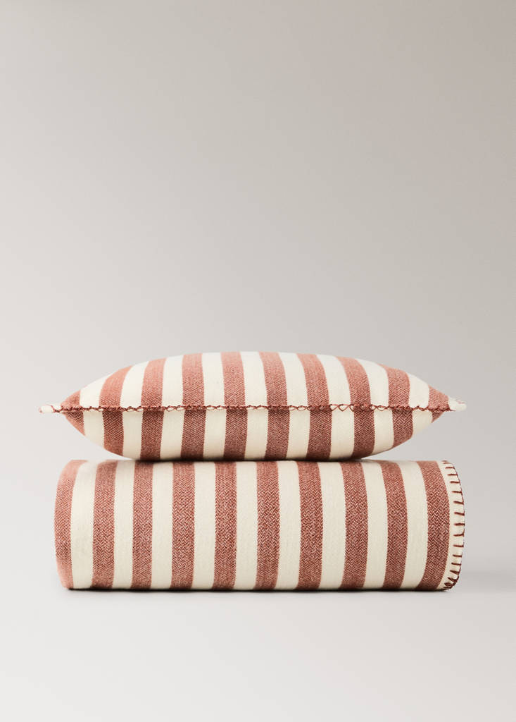 Striped cotton cushion cover 40x40 cm — Russet