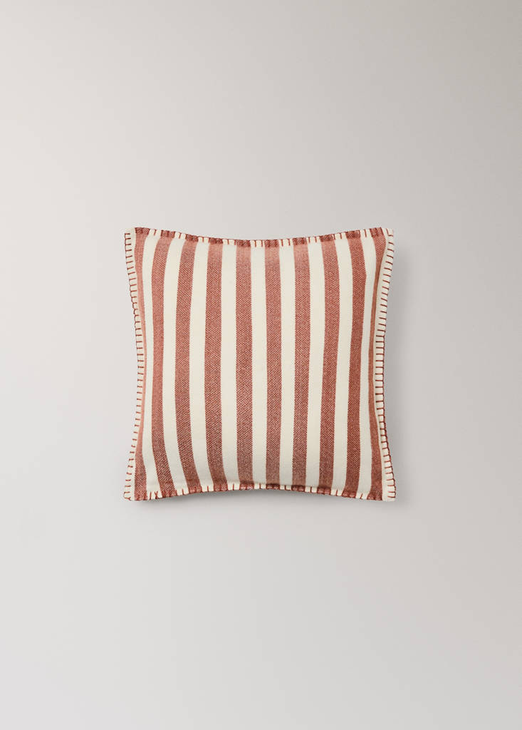 Striped cotton cushion cover 40x40 cm — Russet