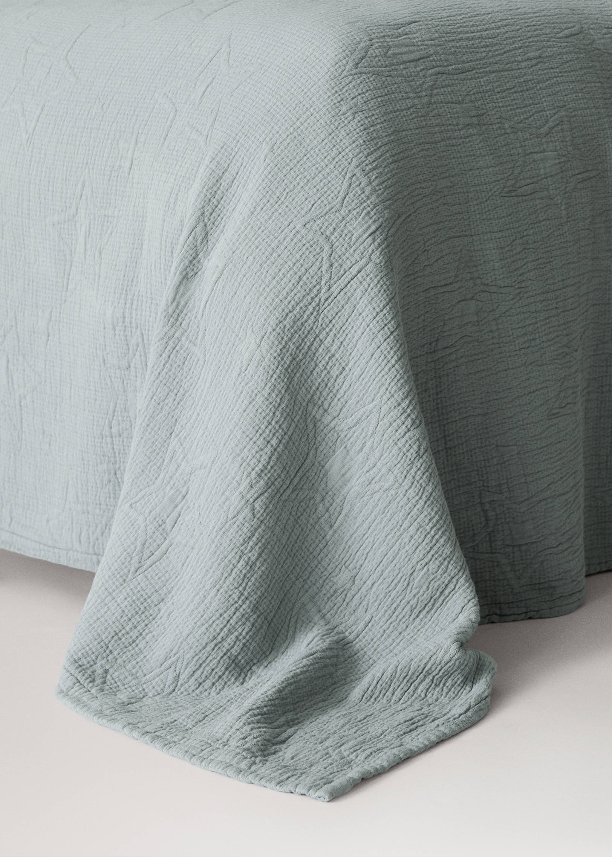 Jacquard cotton bedspread with stars for 90 cm bed - Details of the article 8, Grey. Ref: 37031490-00.