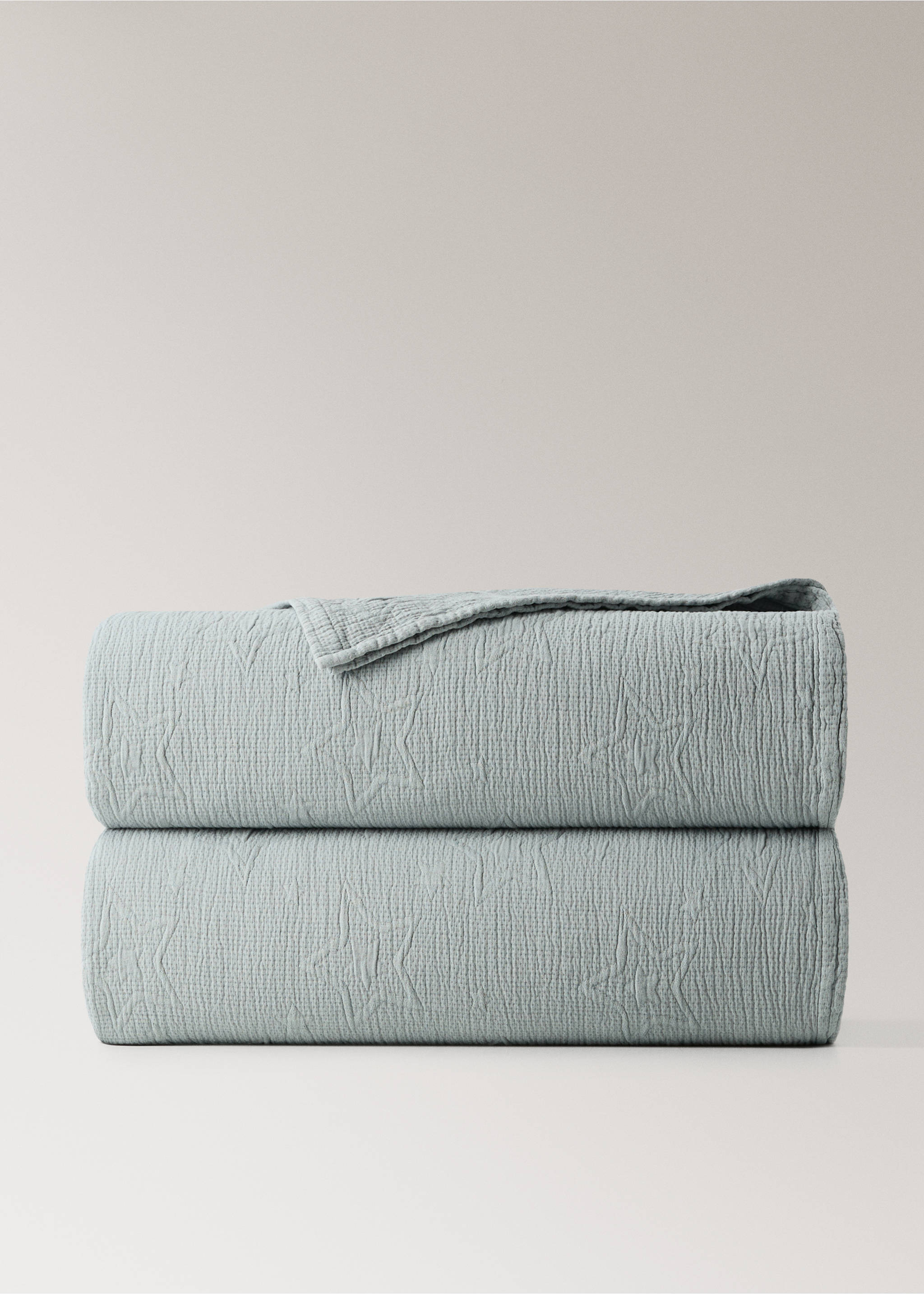 Jacquard cotton bedspread with stars for 90 cm bed - Article without model, Grey. Ref: 37031490-00.