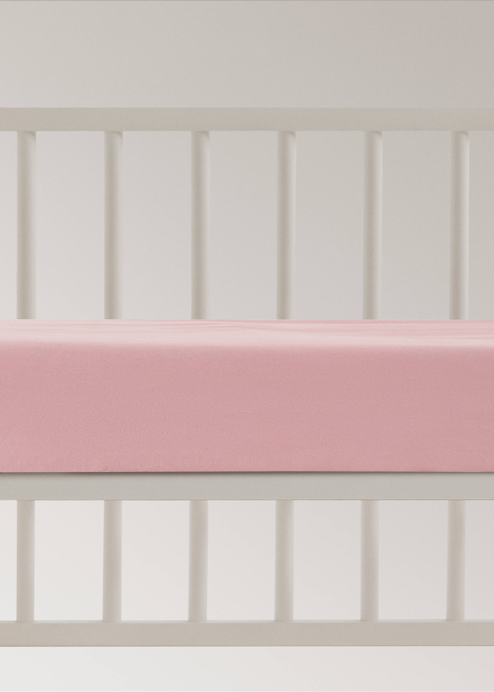 Cot bed fitted sheet in percale cotton - Article without model, Light/Pastel Purple. Ref: 37031492-00.