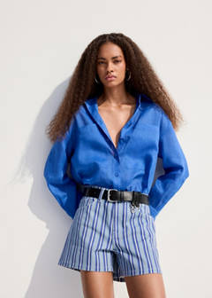 Striped straight-fit shorts — Blue 1