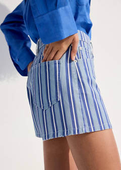Striped straight-fit shorts — Blue 4