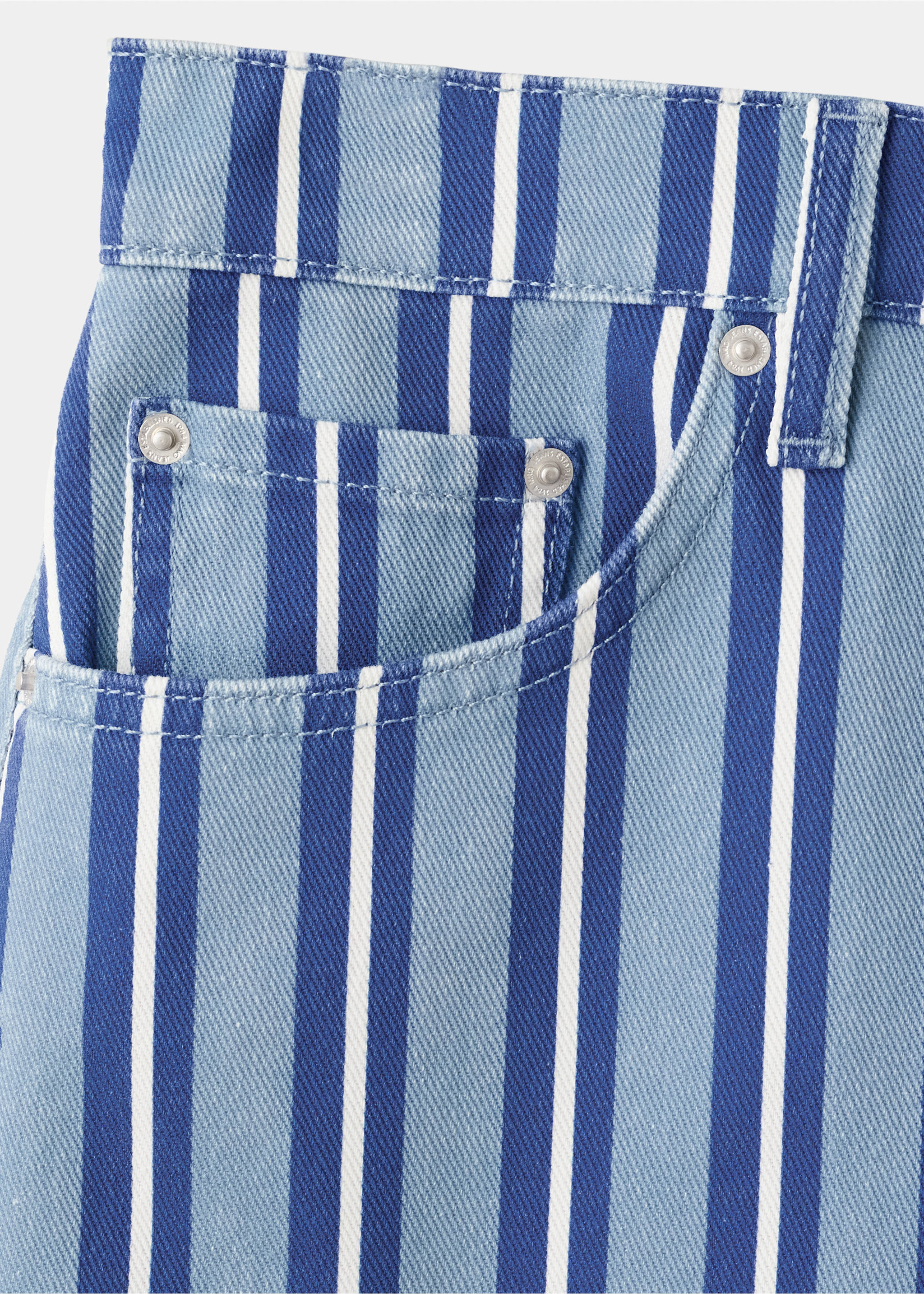 Striped straight-fit shorts - Details of the article 0, Blue. Ref: 37031494-00.