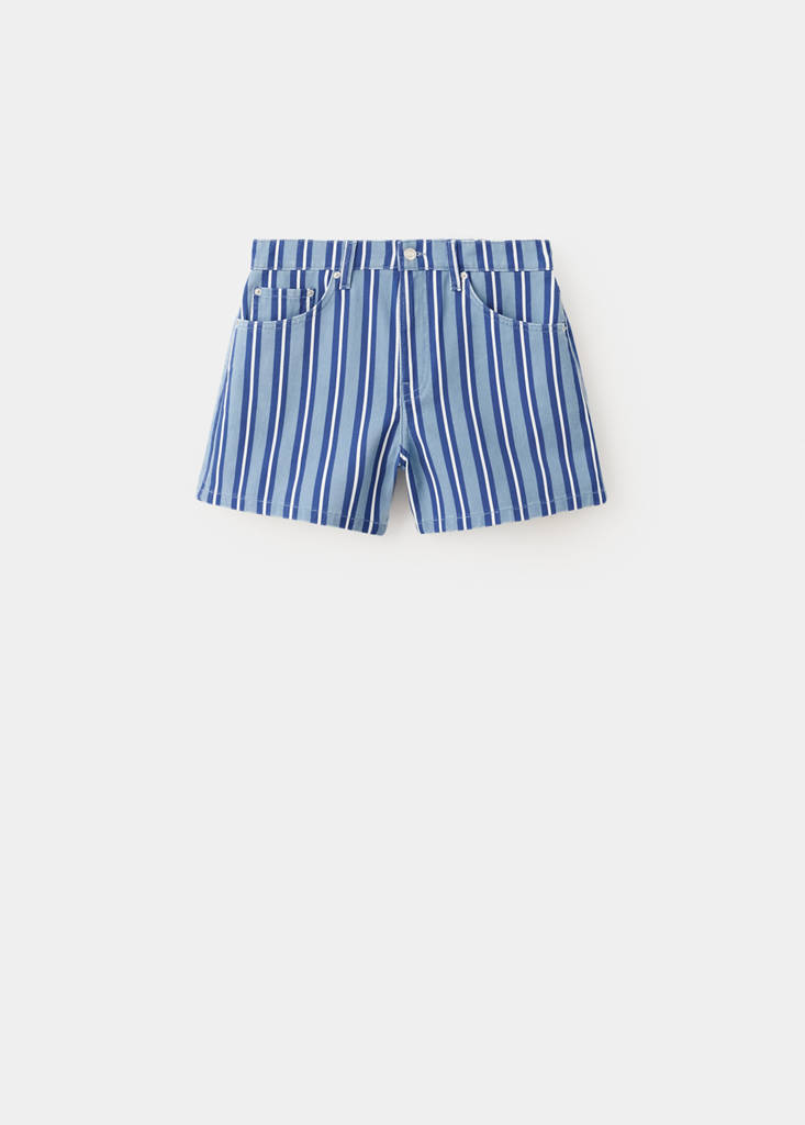 Striped straight-fit shorts — Blue