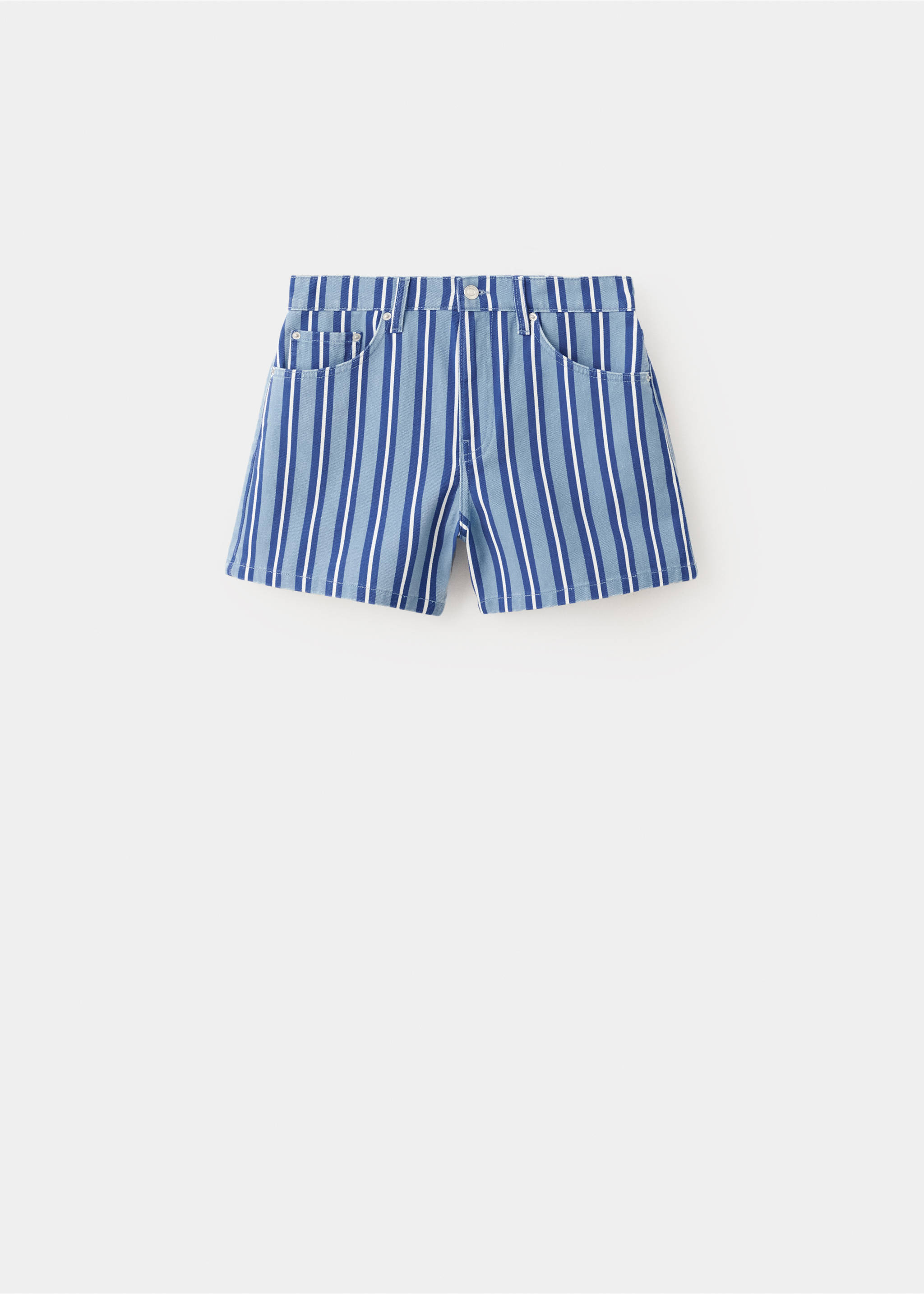 Striped straight-fit shorts - Article without model, Blue. Ref: 37031494-00.